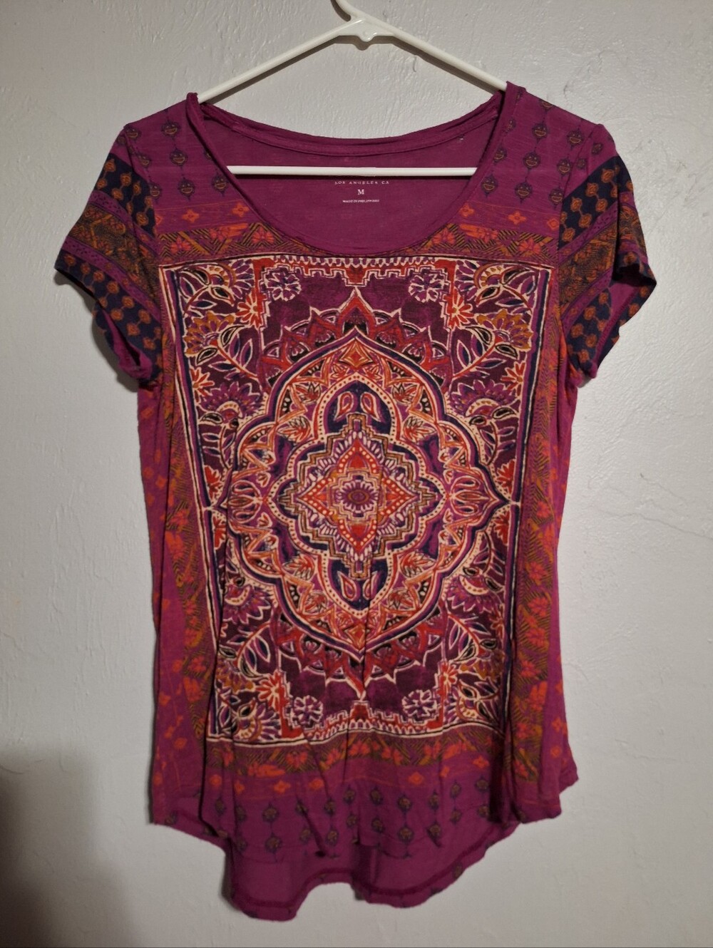 Lucky Brand Purple Medallion Short Sleeve Tee